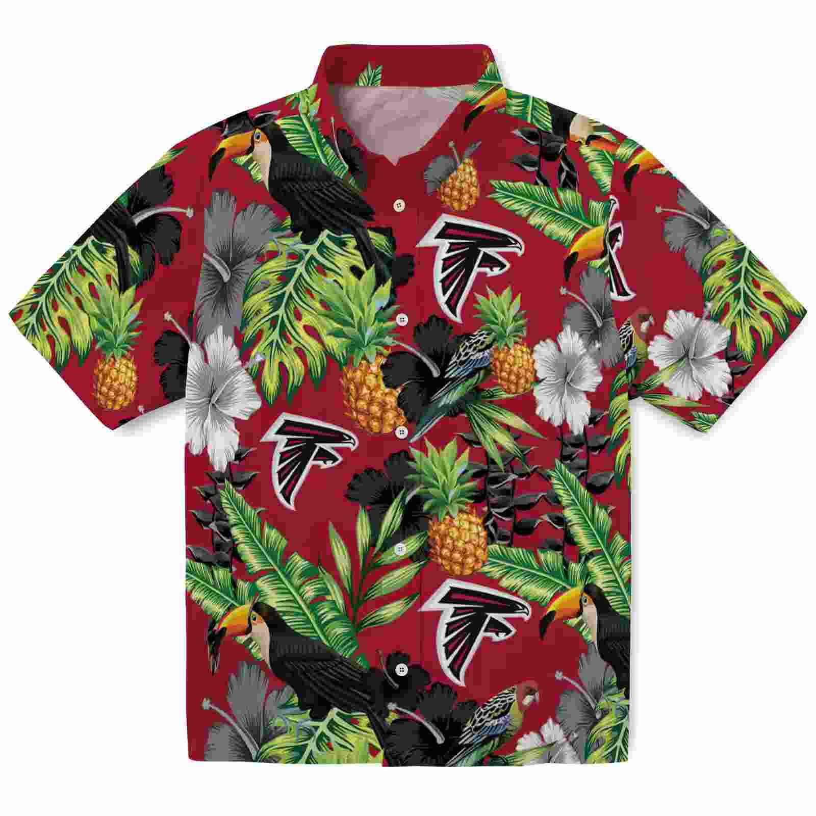 Atlanta Falcons Toucan Hibiscus Pineapple Red Green Hawaiian Shirt