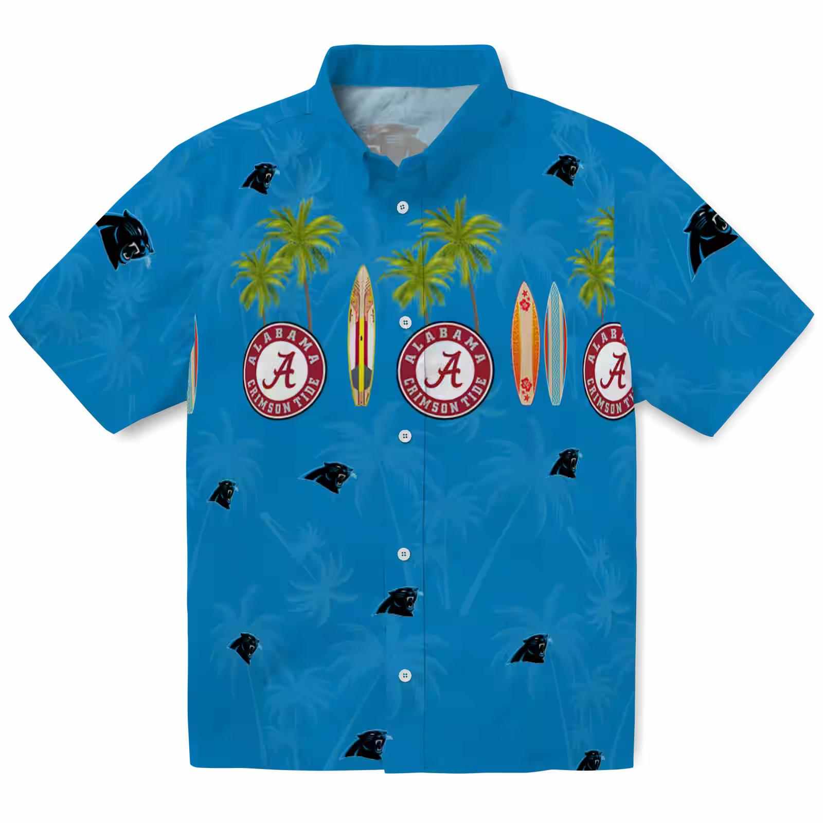 Carolina Panthers Surfboard Palm Blue Hawaiian Shirt