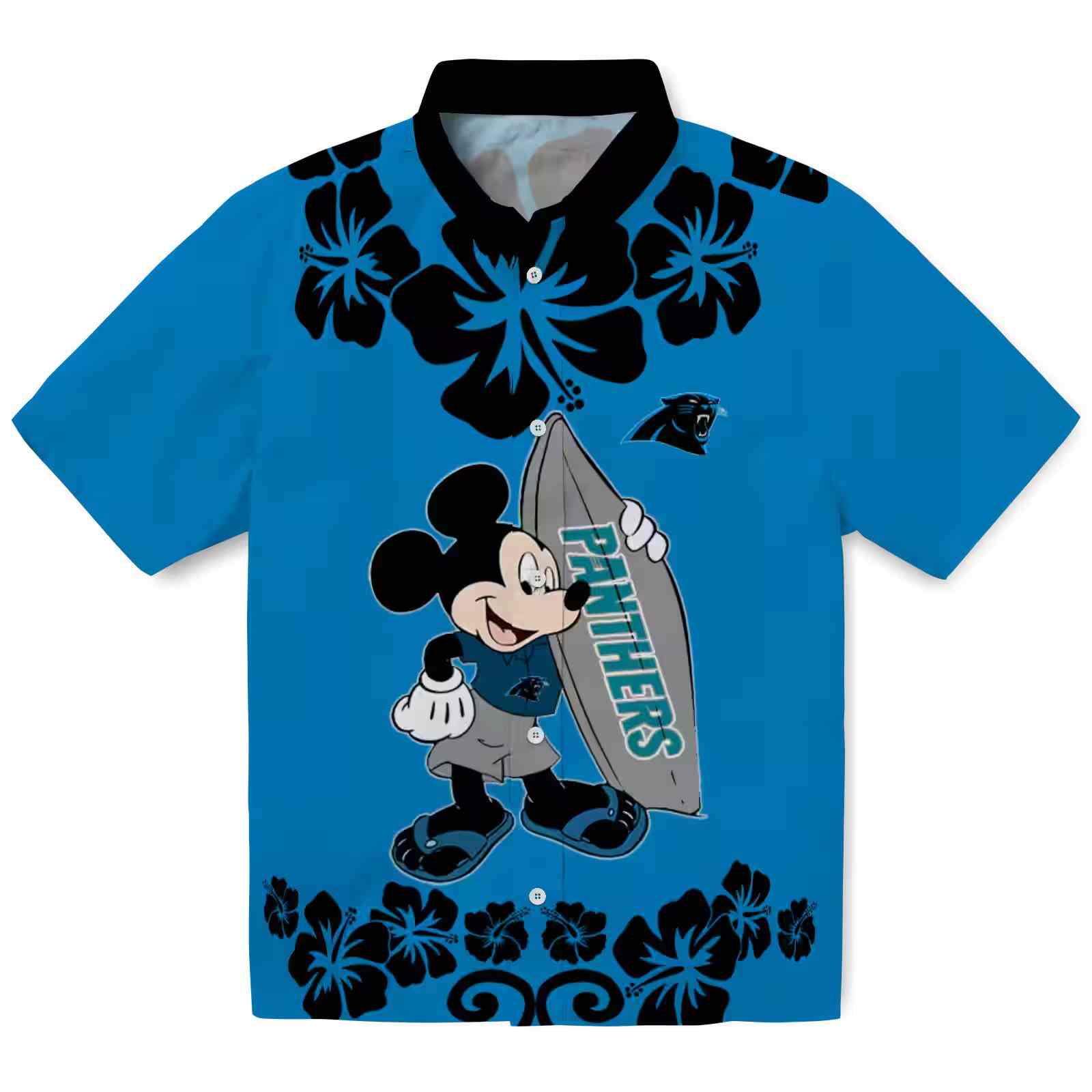 Carolina Panthers Surfing Mickey Blue Hawaiian Shirt