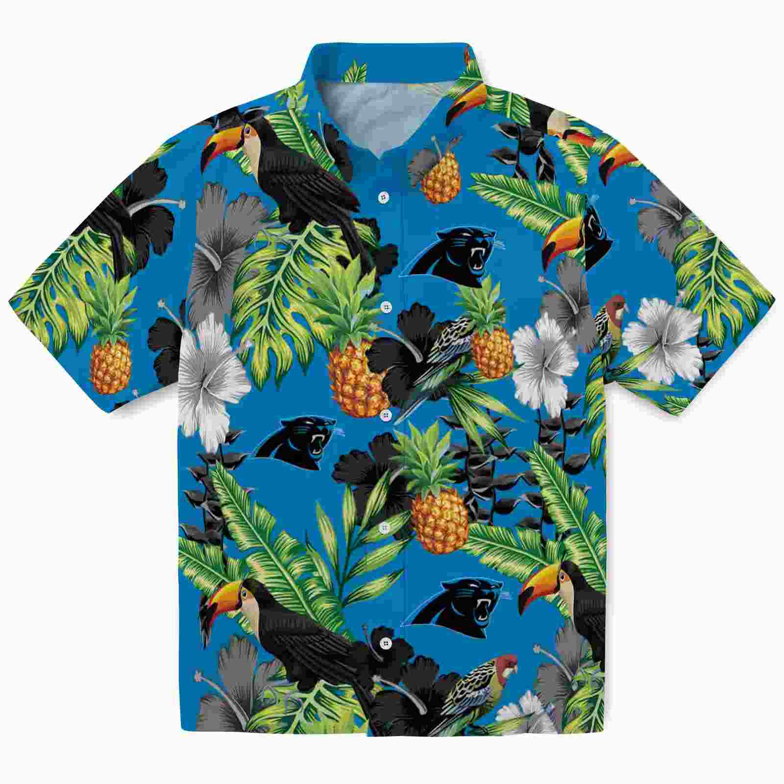 Carolina Panthers Toucan Hibiscus Pineapple Blue Green Hawaiian Shirt