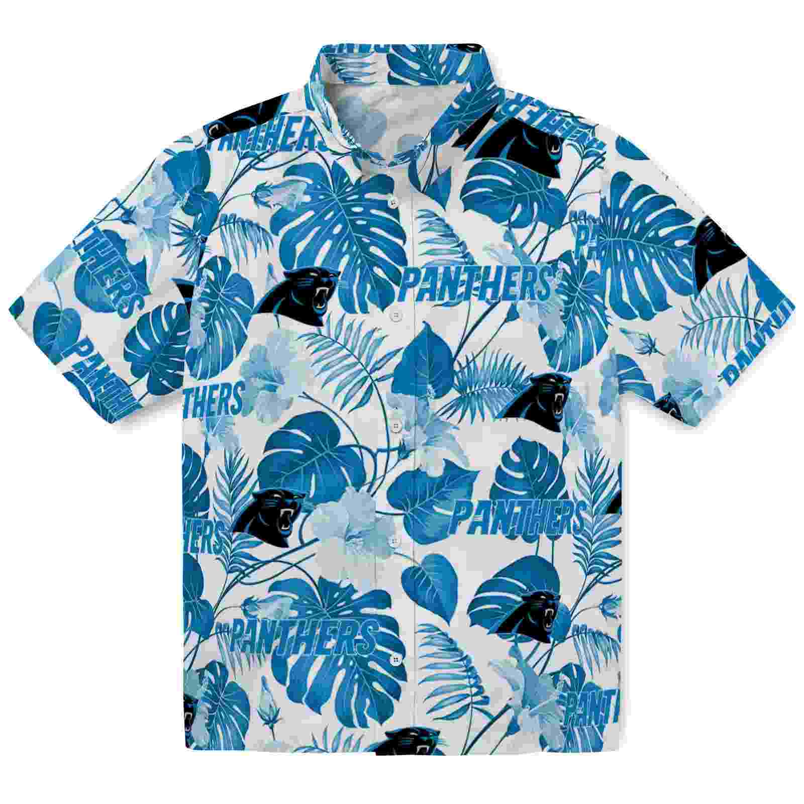 Carolina Panthers Tropical Plants Blue White Hawaiian Shirt
