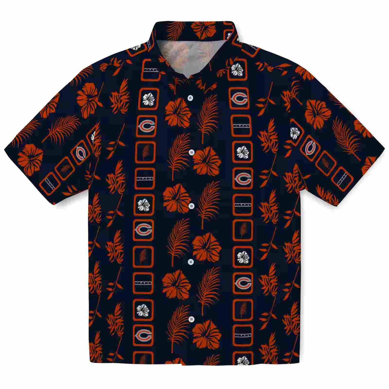 Chicago Bears Framed Floral Blue Hawaiian Shirt