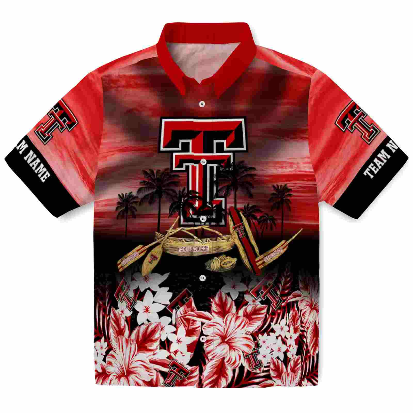 Custom Texas Tech Red Raiders Tropical Canoe Red Hawaiian Shirt