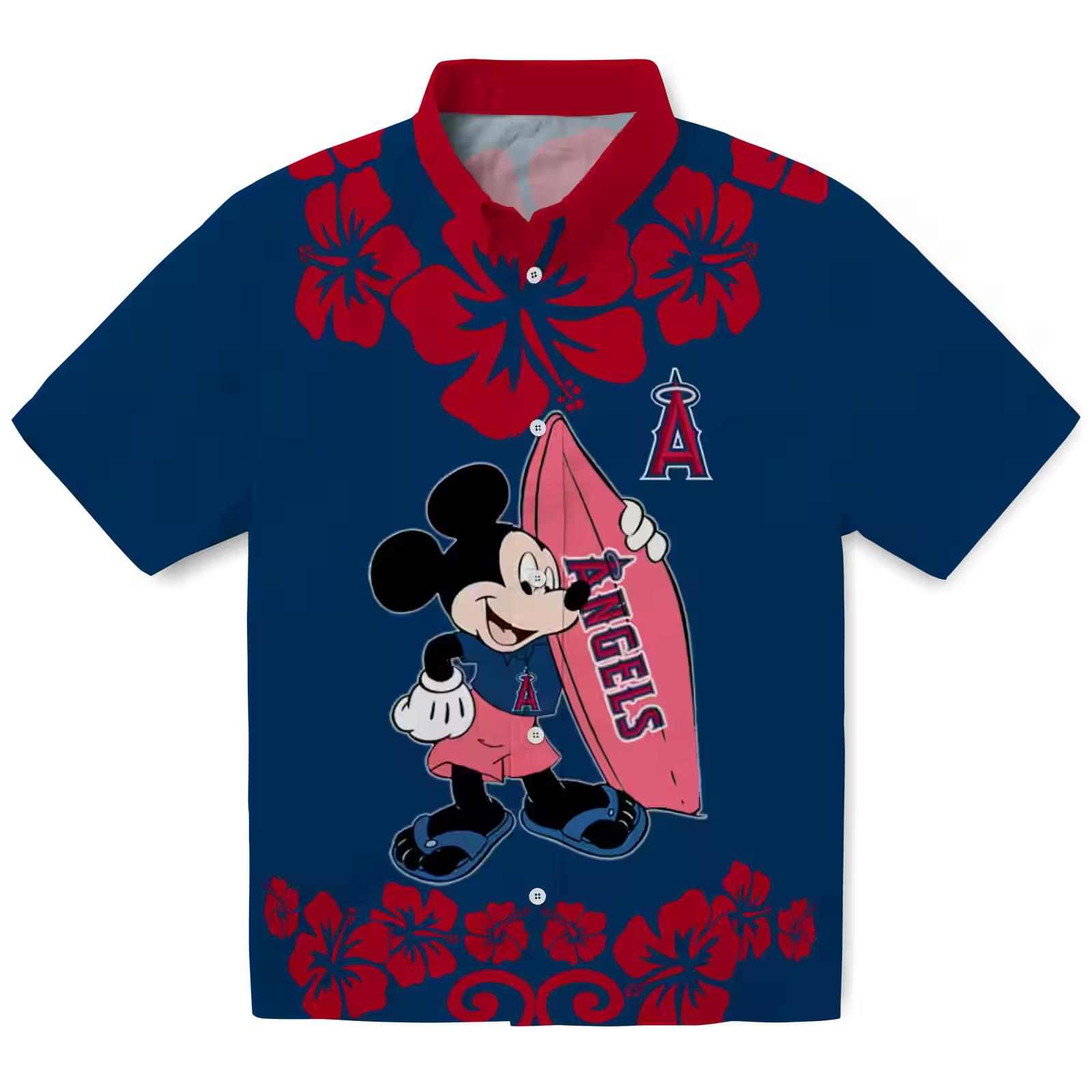 Los Angeles Angels Surfing Mickey Blue Hawaiian Shirt