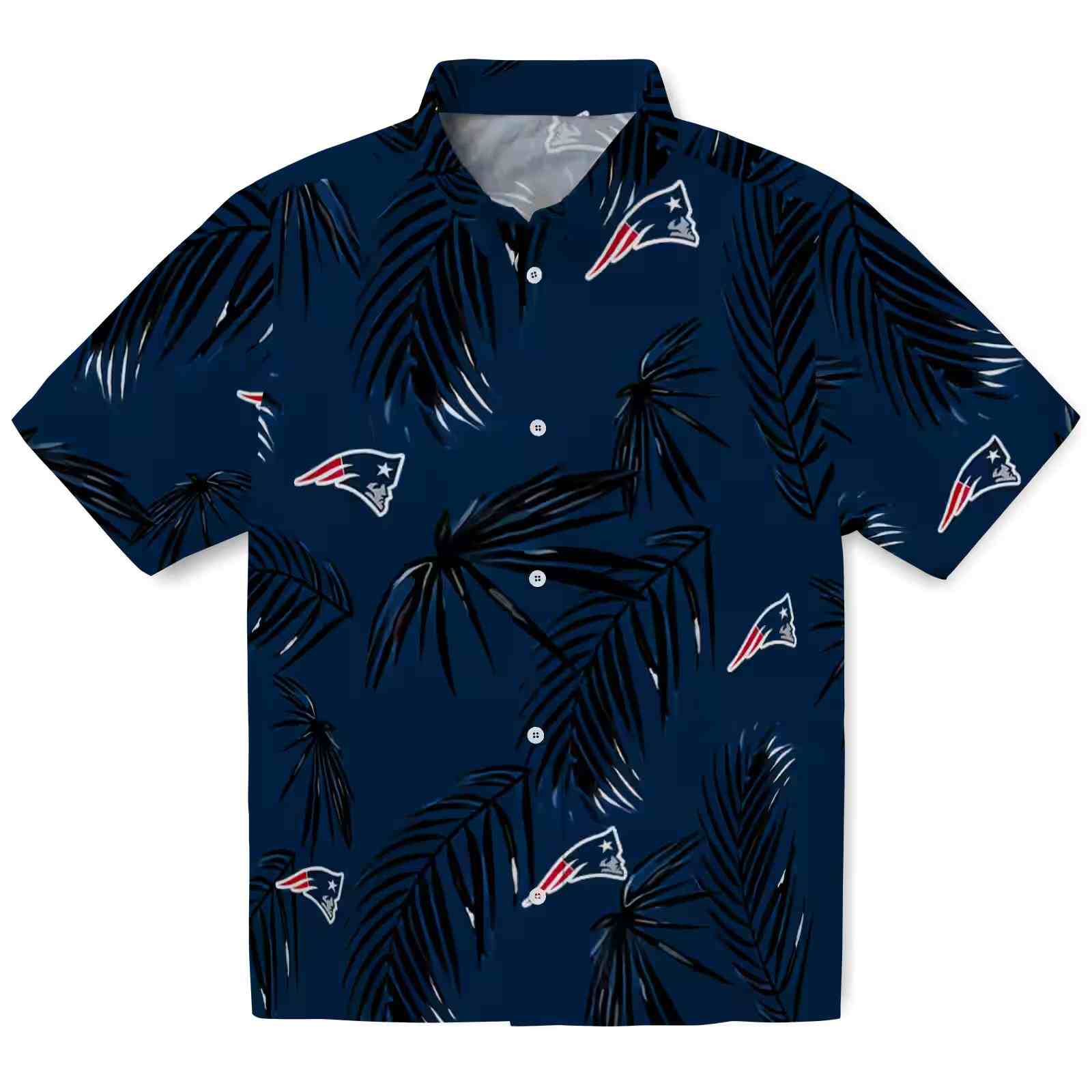 New England Patriots Palm Leaf Blue Hawaiian Shirt