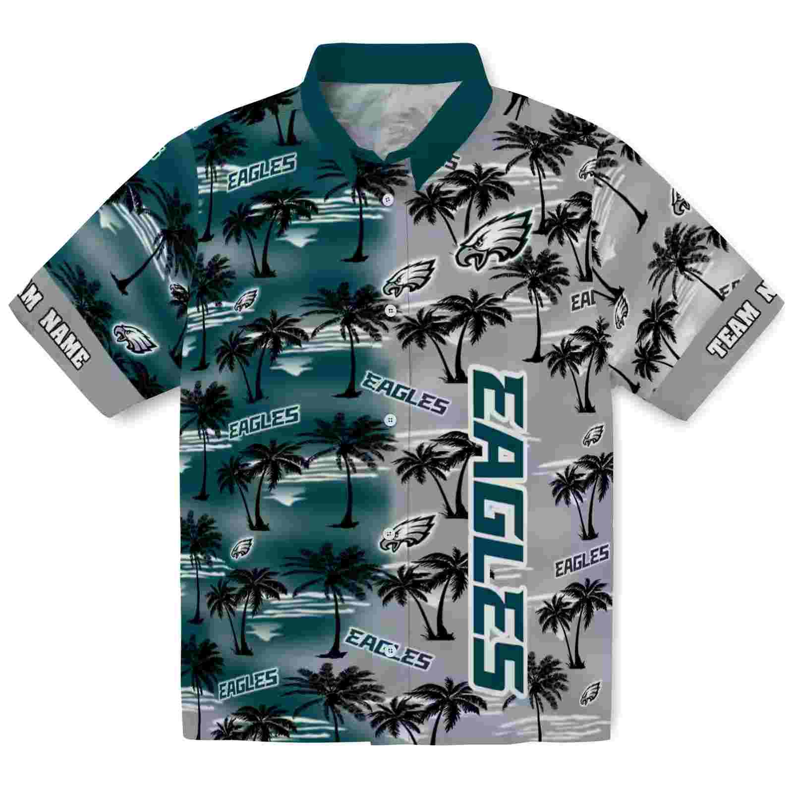 Personalized Philadelphia Eagles Palm Silhouettes Green Hawaiian Shirt