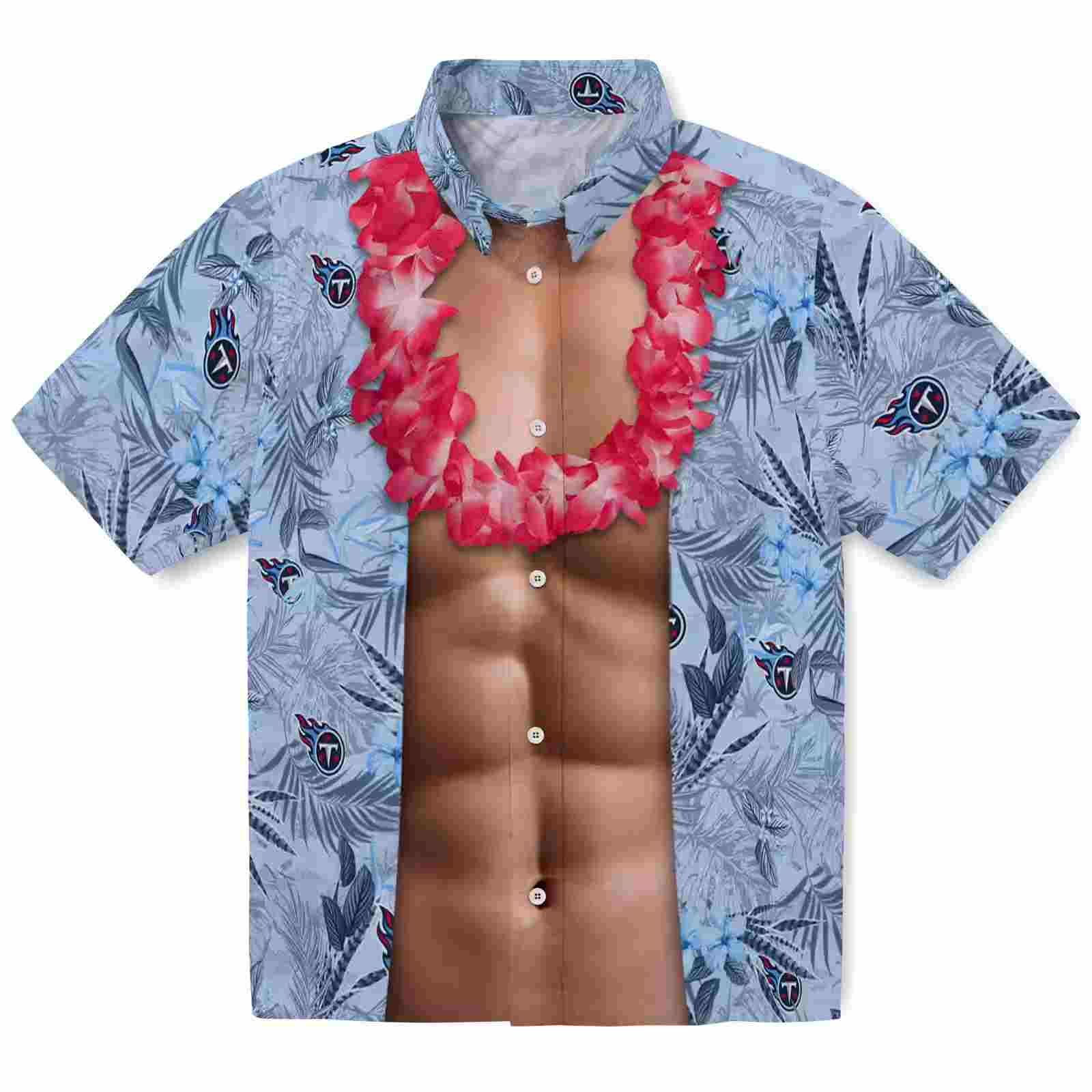 Tennessee Titans Chest Illusion Navy Hawaiian Shirt