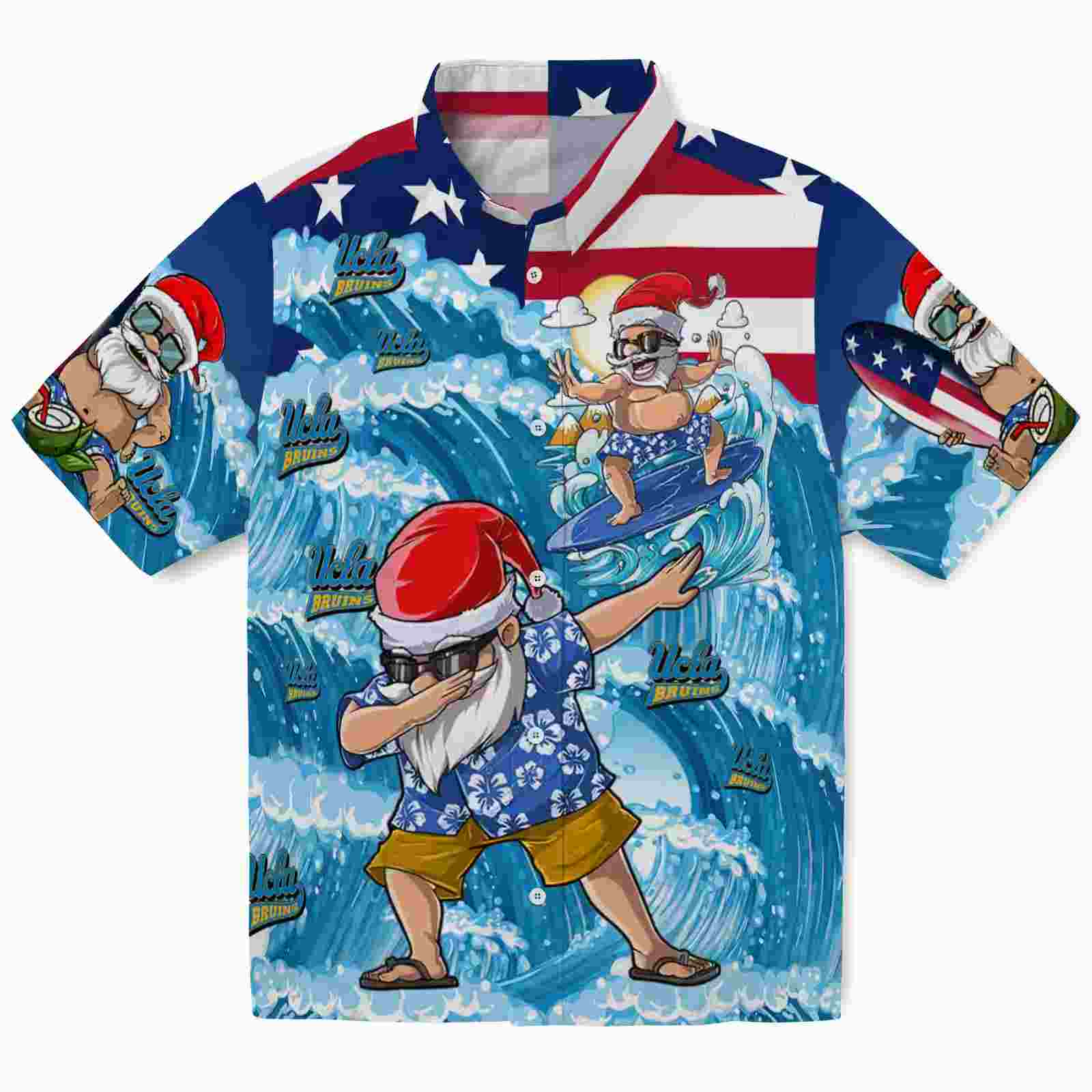 UCLA Bruins Surfing Santa Blue Hawaiian Shirt