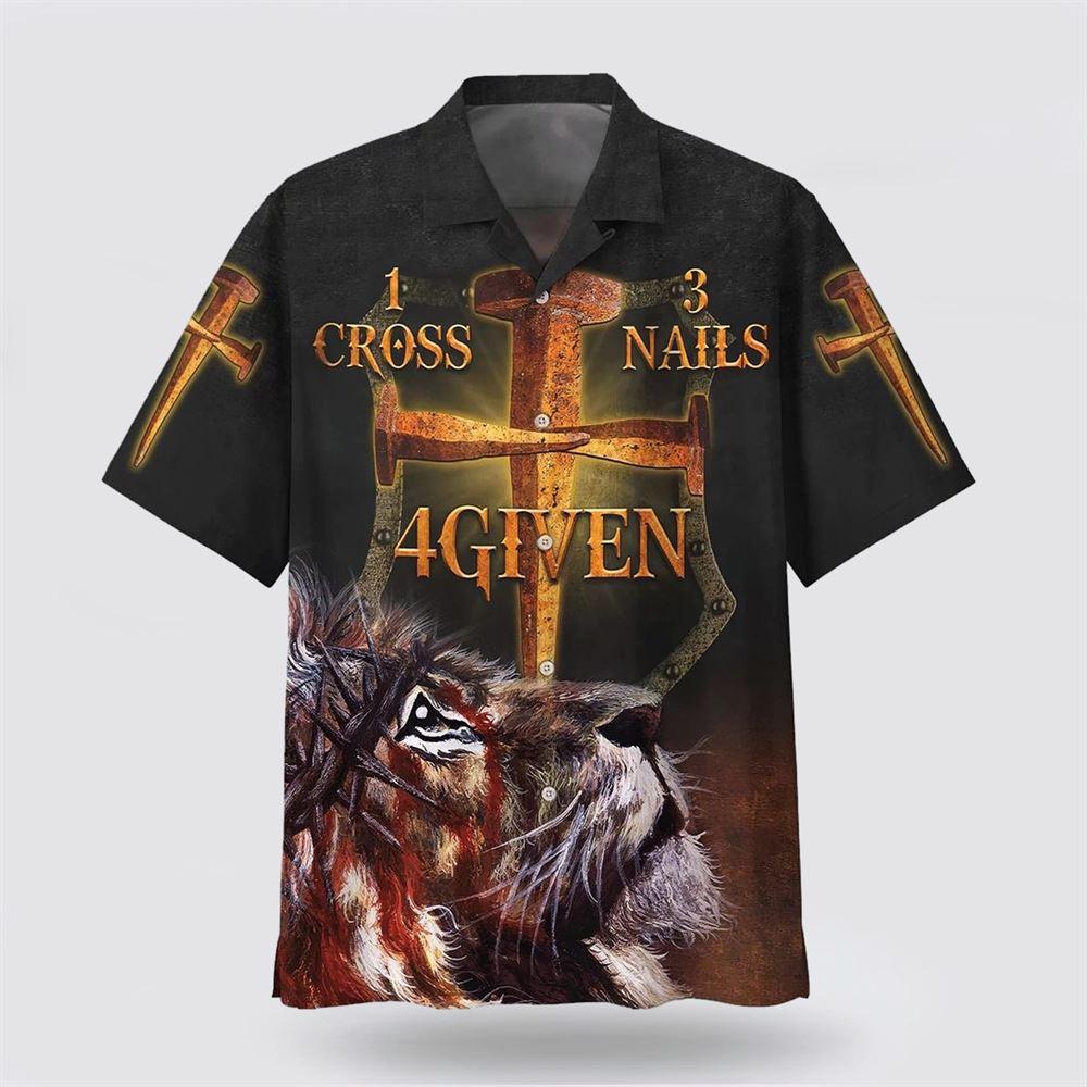1 Cross 3 Nails 4given Lion Hawaiian Shirts Gifts For Christians