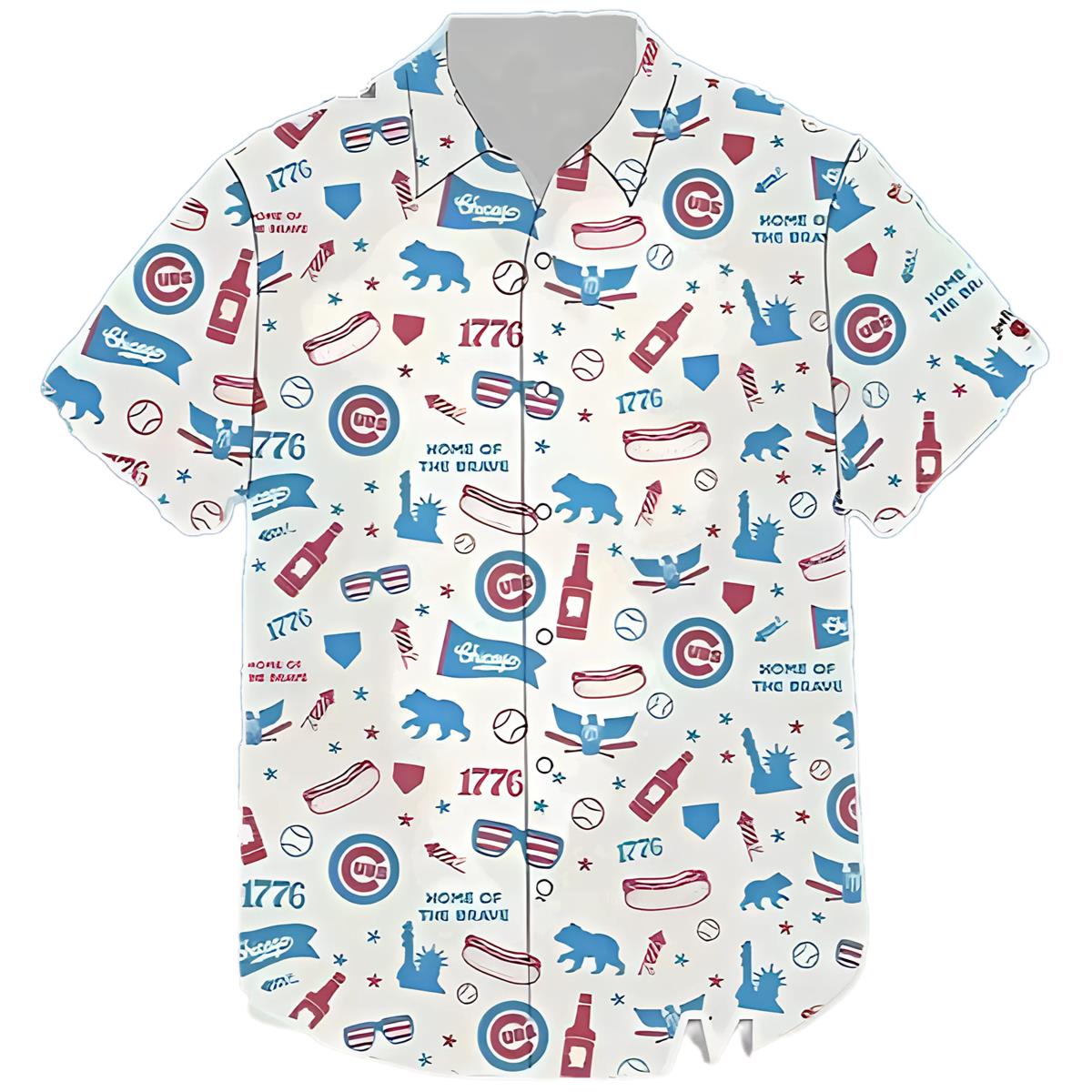 2024 Cubs Red White And Cubbie Blue Hawaiian Shirt Giveaway