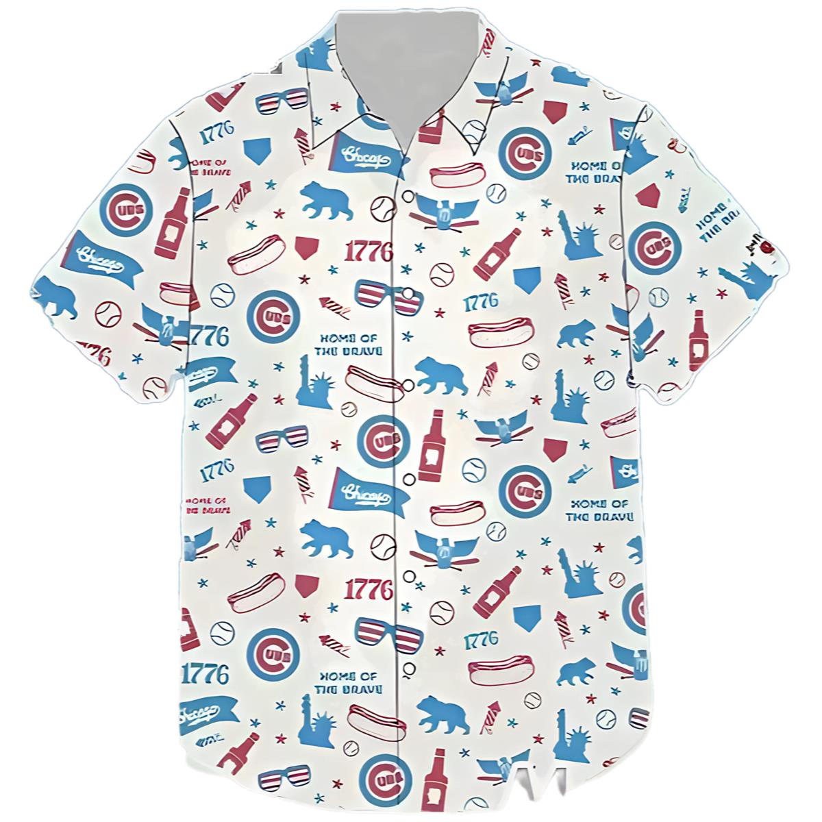 2024 Cubs Red White And Cubbie Blue Hawaiian Shirt Giveaway