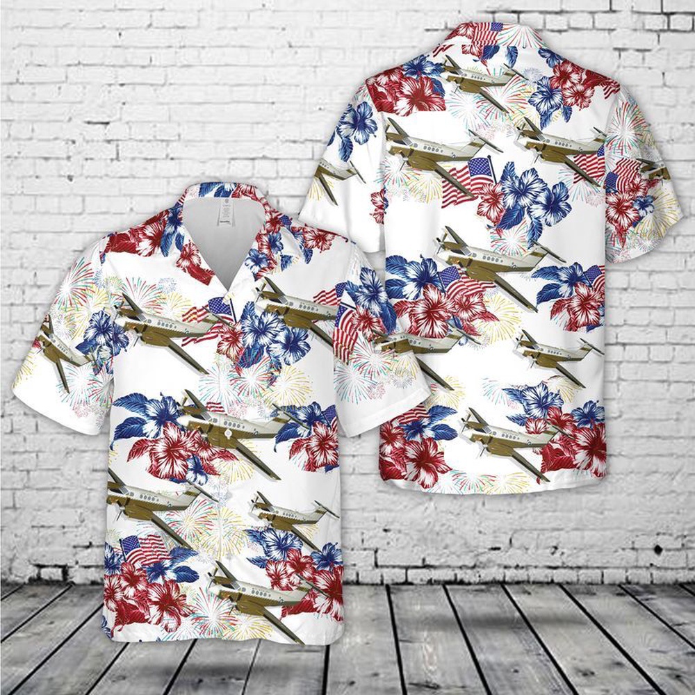 4th of July Hawaiian Shirt US Army Beechcraft C-12 Huron Aircraft Patriotic Apparel, 4th Of July Hawaiian Shirt, 4th Of July Shirt