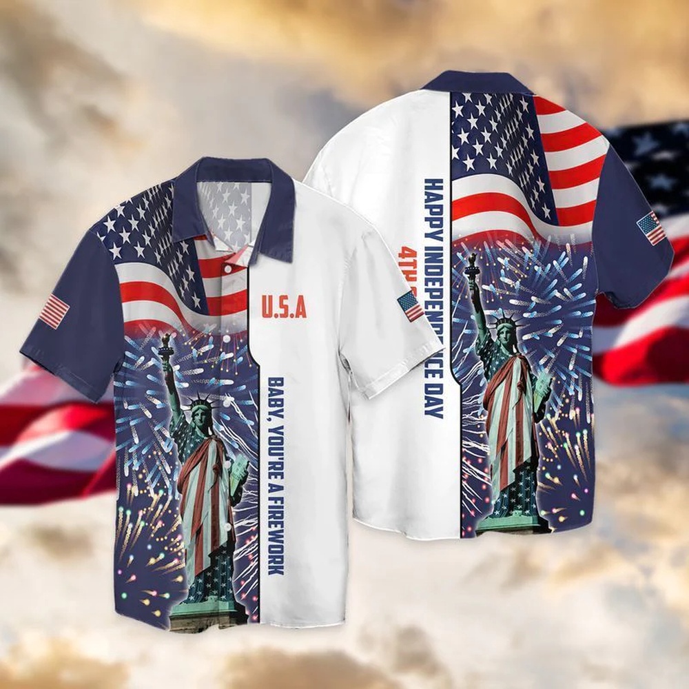 4Th Of July Independence Day American Flag Statue Of Liberty Hawaiian Shirt, 4th Of July Hawaiian Shirt, 4th Of July Shirt