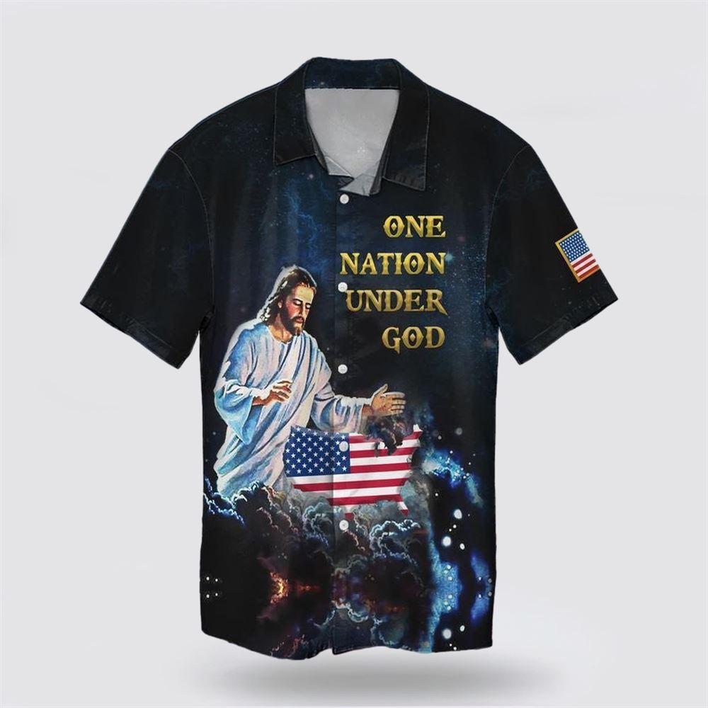 4th Of July Independence Day American Jesus One Nation Under God Hawaiian Shirt - Gifts For Christians