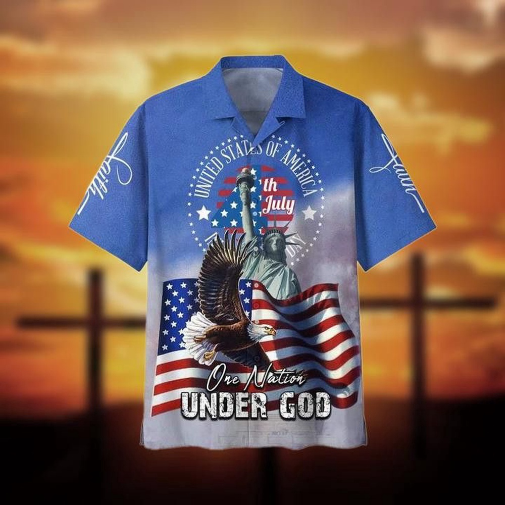 4Th Of July One Nation Under God Independence Day Hawaiian Shirt, 4th Of July Hawaiian Shirt, 4th Of July Shirt