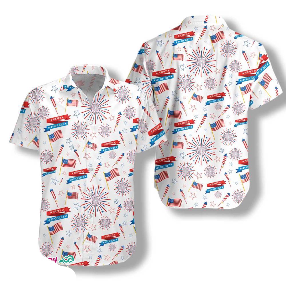 4Th Of July Us Pattern Hawaiian Shirt, 4th Of July Hawaiian Shirt, 4th Of July Shirt