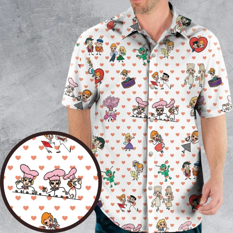 60s I Love Lucy Cartoon Characters Hawaiian Shirt