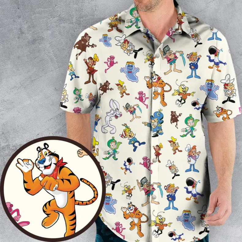 80s 90s Commercial Mascot Cereal Hawaiian Shirt