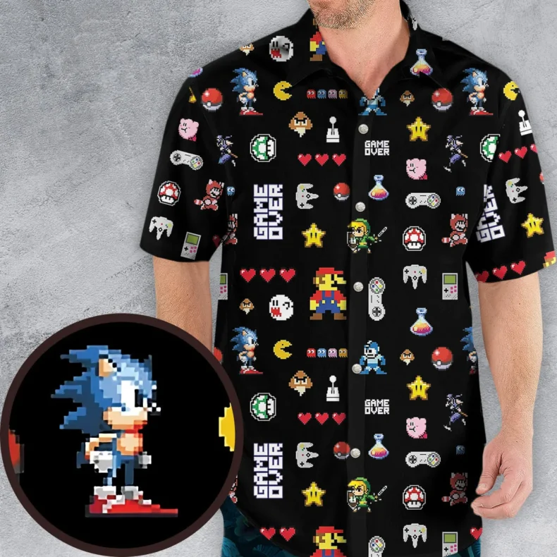 80s Nostalgia Game Characters Hawaiian Shirt