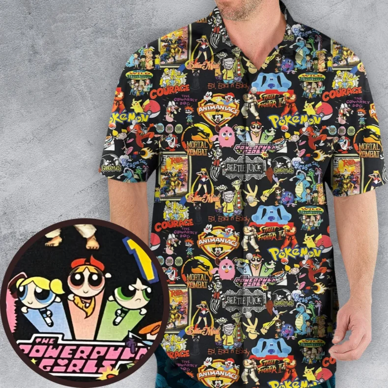 90s Cartoons Pattern Hawaiian Shirt