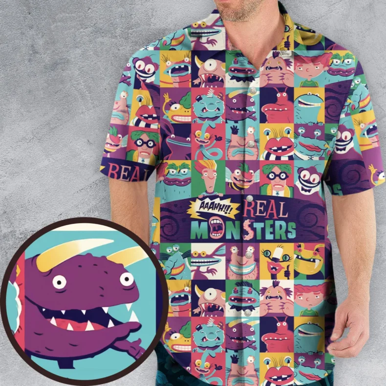 Aaahh!!! Real Monsters Characters Pattern Hawaiian Shirt