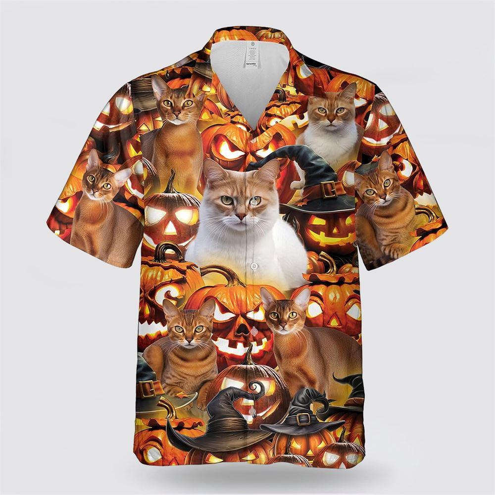 Abyssinian Cat Halloween Pattern Hawaiian Shirt - Gift For Cat Lover