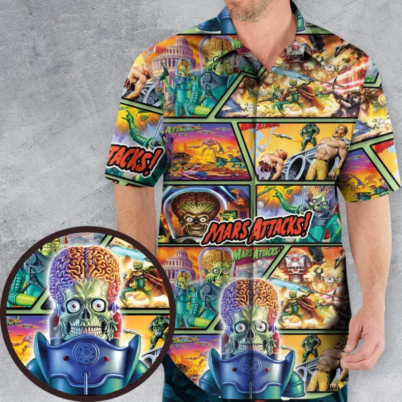 Ack! Ack! Ack! Mars Attacks Hawaiian Shirt