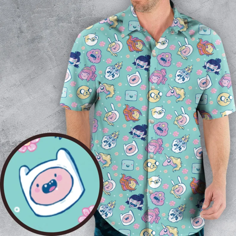 Adventure Time Floral Pattern Hawaiian Shirt