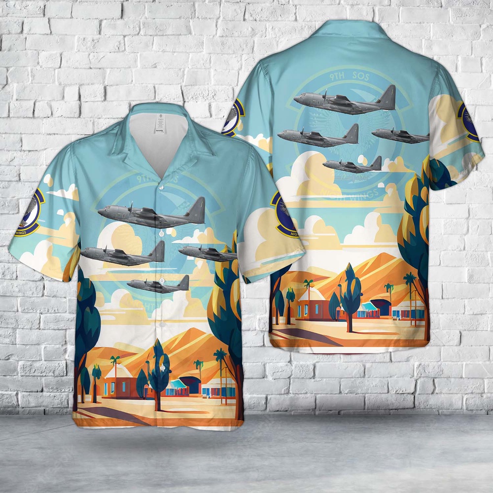 Air Force Aloha Shirt, Cannon Air Force Base, New Mexico, US Air Force 9th Special Operations Squadron 08-6201, MC-130J Commando II Hawaiian Shirt