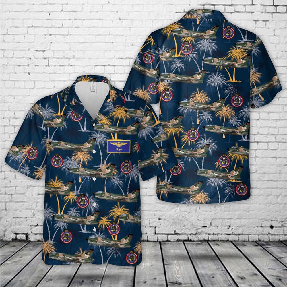 Air Force Aloha Shirt, Ray US Air Force A-7D Of 353rd TFS Squadron Hawaiian Shirt