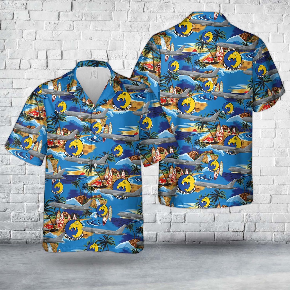 Air Force Aloha Shirt, US Air Force 133rd Air Refueling Squadron Boeing KC-46A Pegasus (17-46029) Hawaiian Shirt