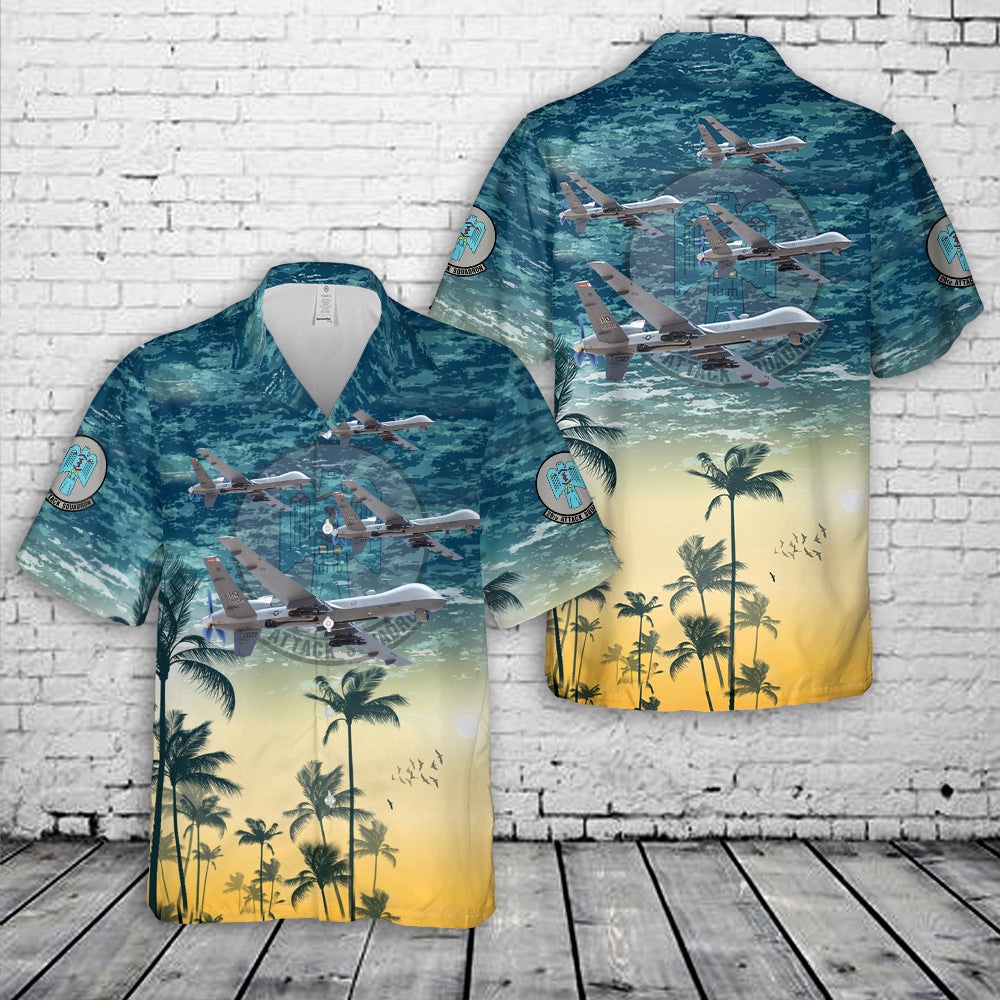 Air Force Aloha Shirt, US Air Force 29th Attack Squadron General Atomics MQ-9 Reaper Hawaiian Shirt