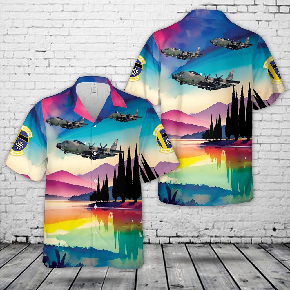 Air Force Aloha Shirt, US Air Force 305th Squadron Lockheed HC-130H Hercules Hawaiian Shirt