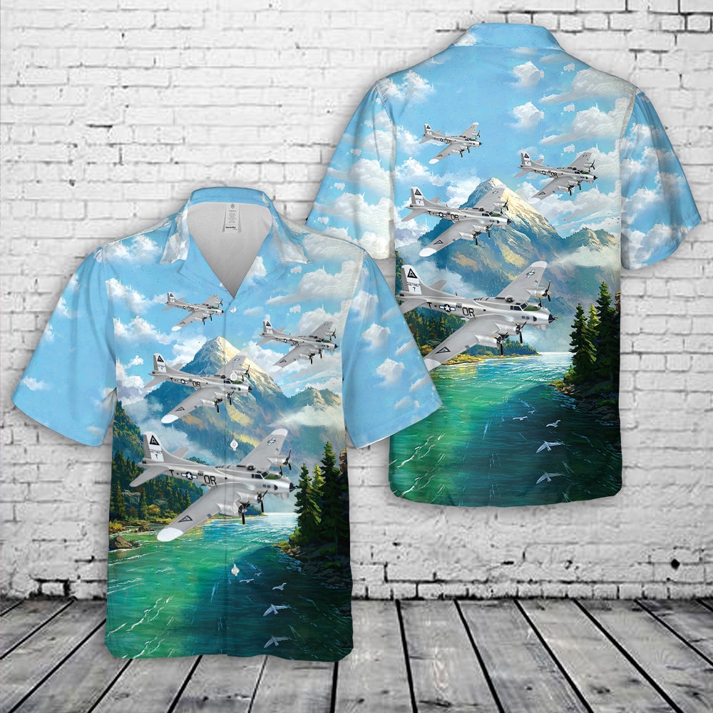 Air Force Aloha Shirt, US Air Force 323d Bomb Squadron 'Ole Battle Axe' B-17G Hawaiian Shirt