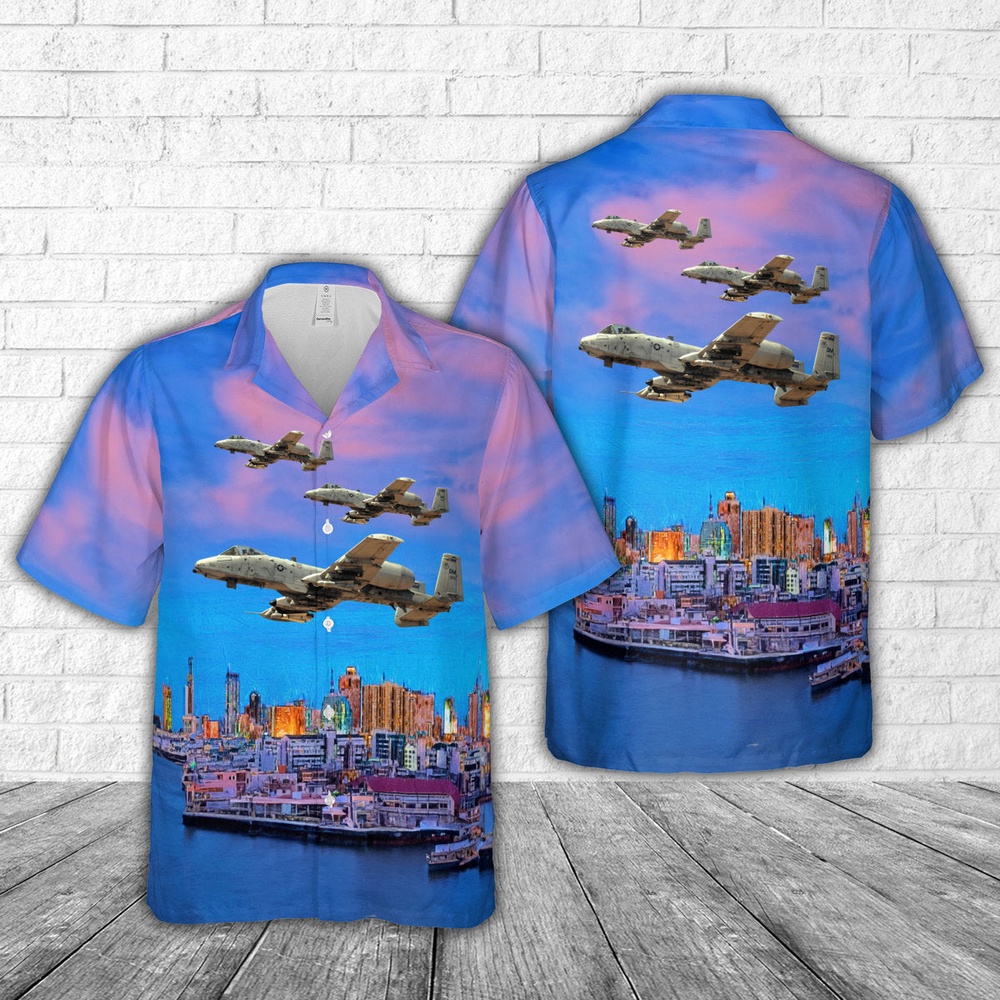 Air Force Aloha Shirt, US Air Force 354th Fighter Squadron Fairchild Republic A-10A Thunderbolt II 78-0670 Hawaiian Shirt