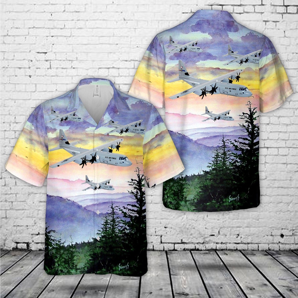 Air Force Aloha Shirt, US Air Force 40th Airlift Squadron Screaming Eagles Lockheed Martin C-130J Hawaiian Shirt