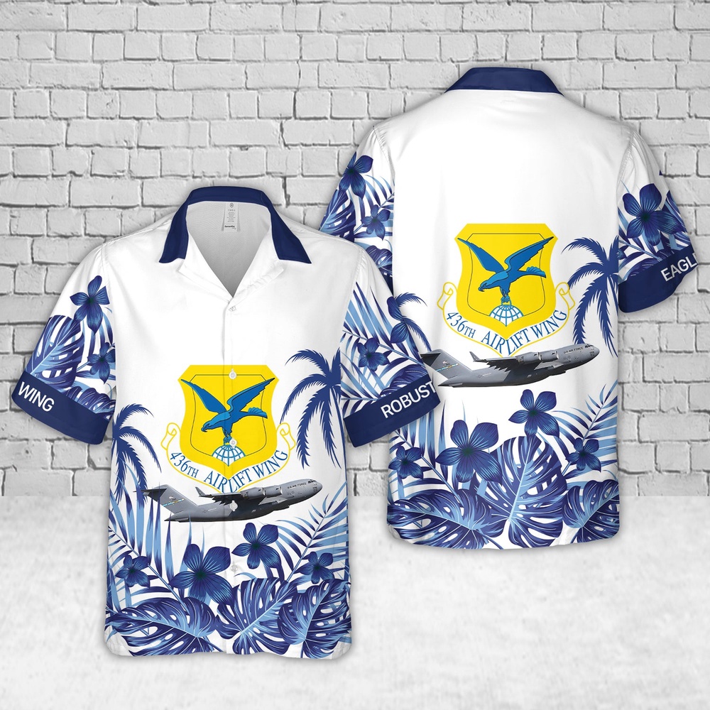 Air Force Aloha Shirt, US Air Force 436th Airlift Wing C-17 Globemaster III Hawaiian Shirt