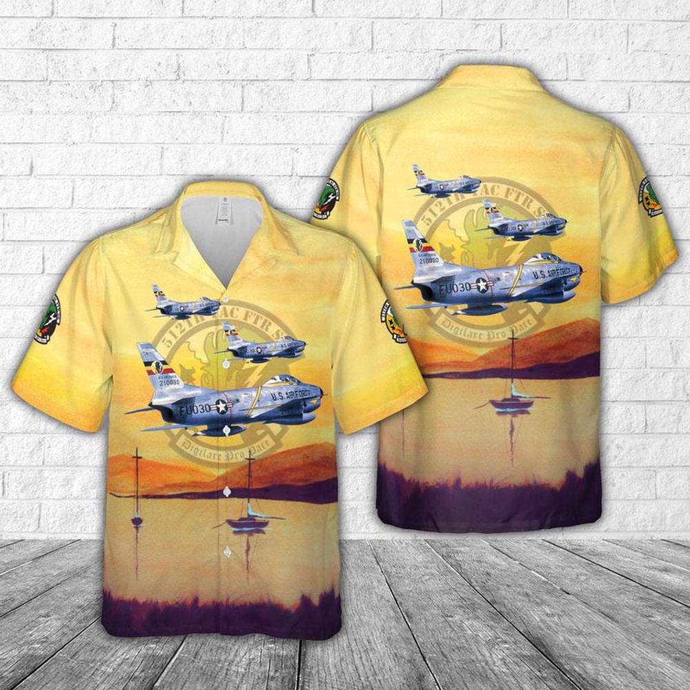 Air Force Aloha Shirt, US Air Force 512th Fighter Squadron F-86D Sabre Hawaiian Shirt