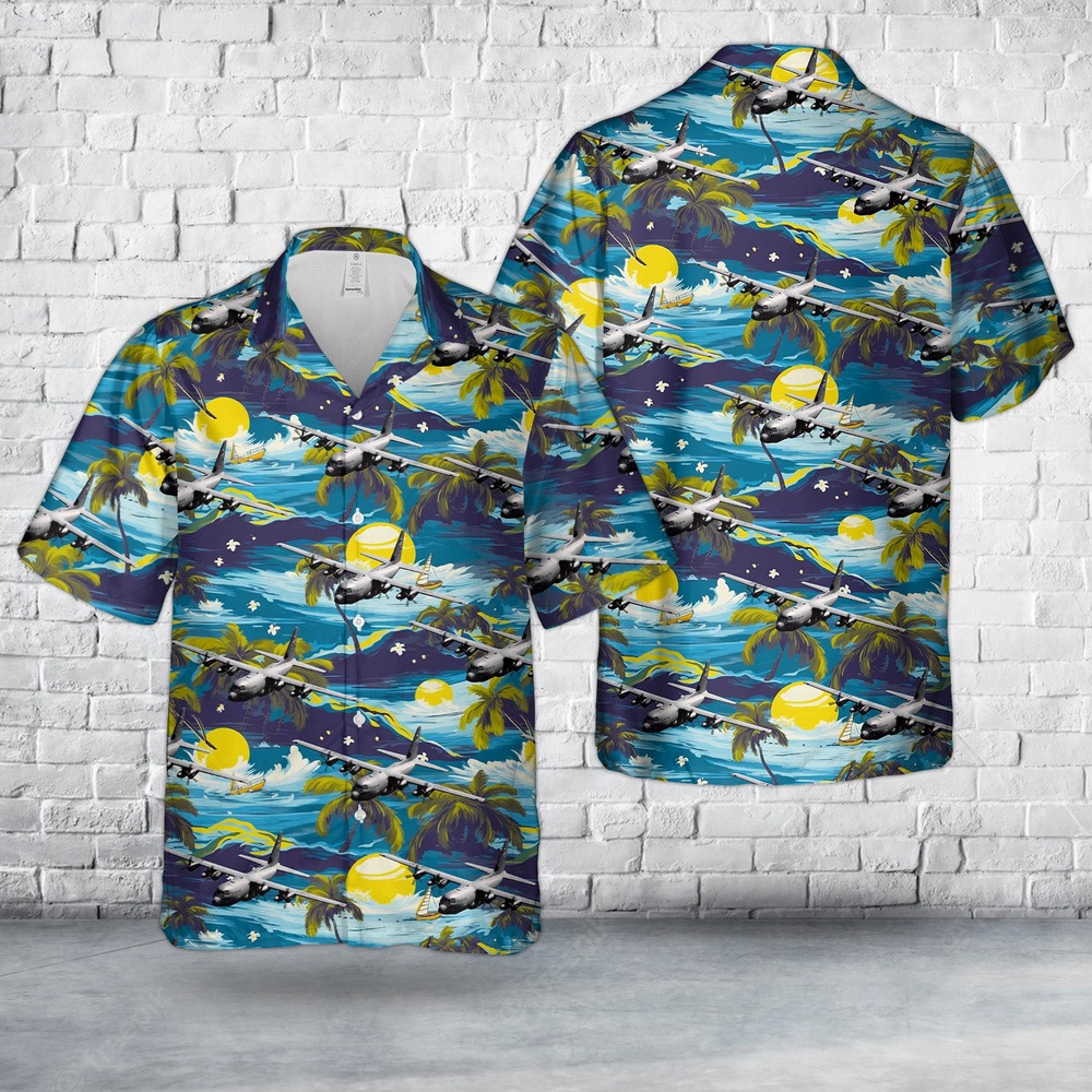 Air Force Aloha Shirt, US Air Force 53rd Weather Reconnaissance Squadron Hurricane Hunters WC-130J Hercules Hawaiian Shirts