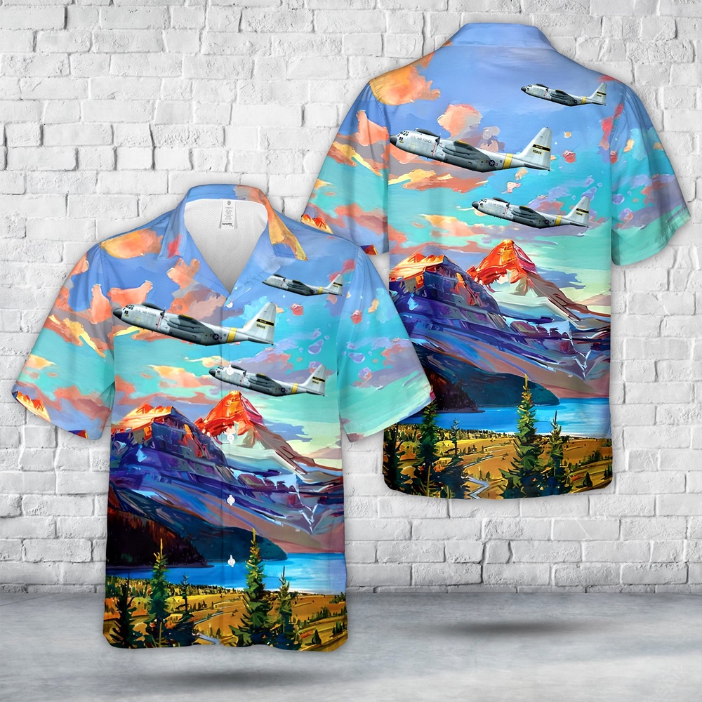 Air Force Aloha Shirt, US Air Force 69-5826 HC-130N Combat King 67th Aerospace Rescue and Recovery Squadron Hawaiian Shirt