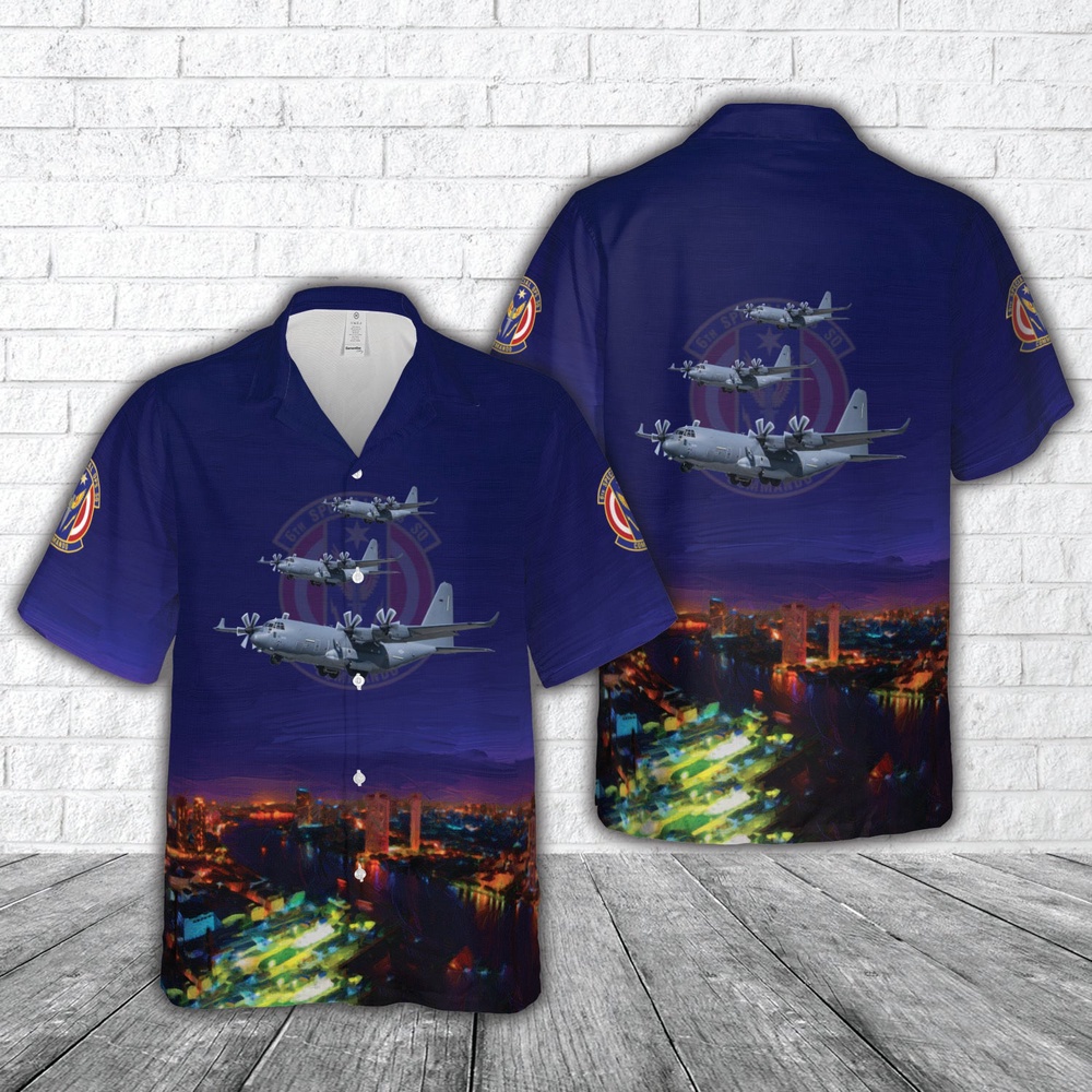 Air Force Aloha Shirt, US Air Force 6th Special Operations Squadron Lockheed Martin MC-130J Commando II (s n 11-5729) Hawaiian Shirt