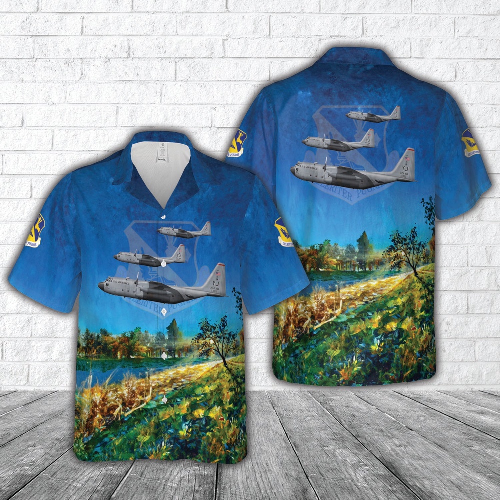 Air Force Aloha Shirt, US Air Force 74-2065, C-130H, 36th AS, 374th AW, Yokota, Japan Hawaiian Shirt