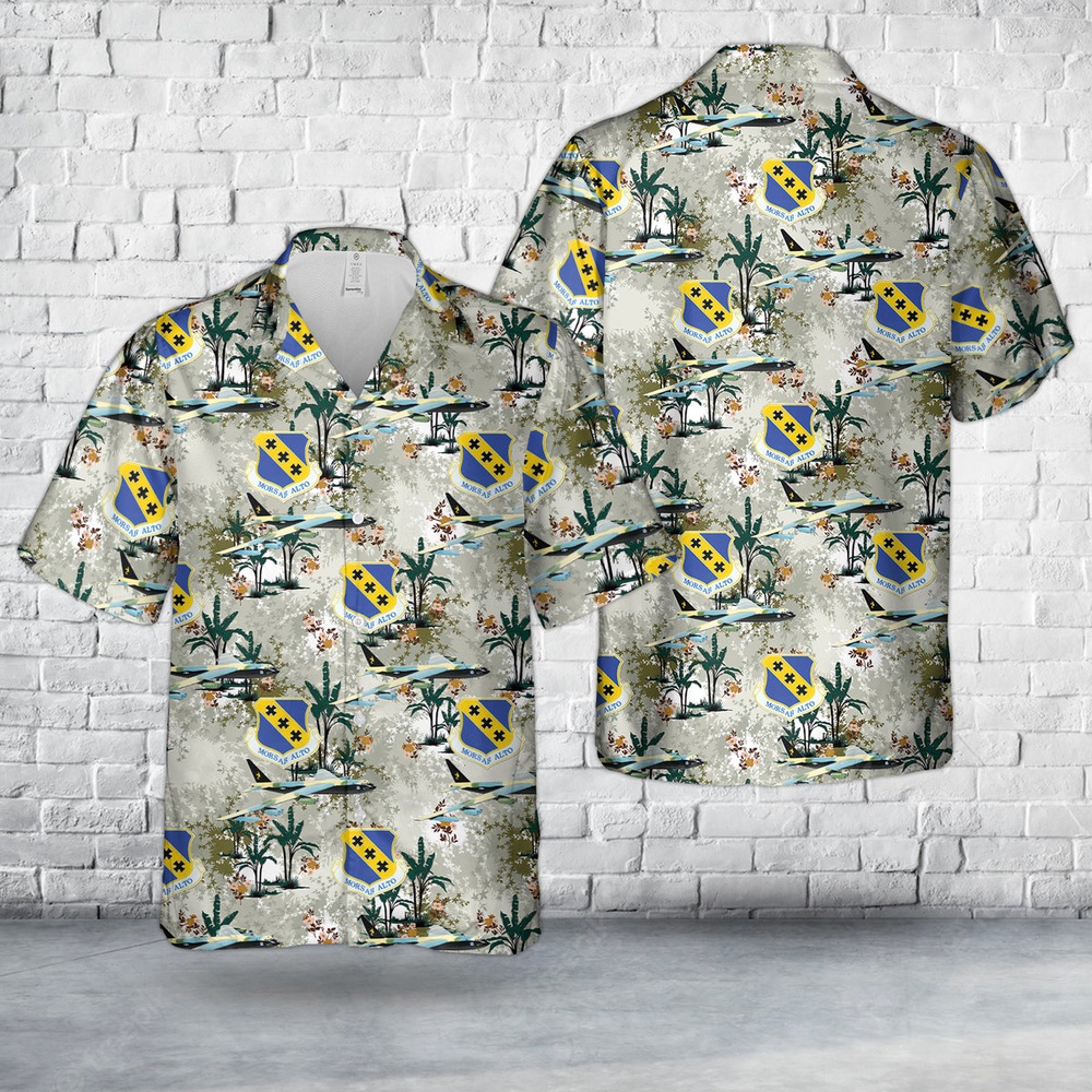 Air Force Aloha Shirt, US Air Force 7th Bomb Wing 'City of Fort Worth' Carswell AFB, 1974 B-52 Hawaiian Shirt