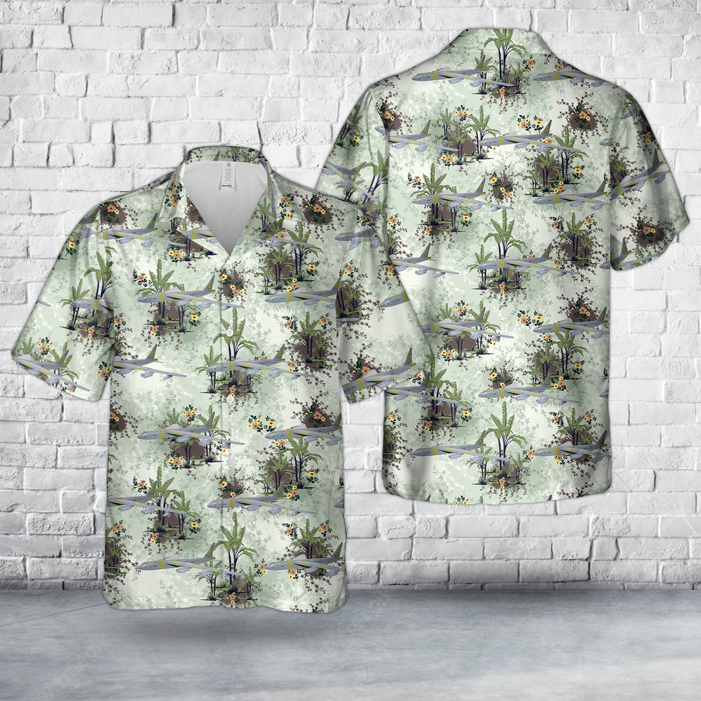 Air Force Aloha Shirt, US Air Force 801st Bomb Wing 'Treasure Hunter' 1991 B-52G Hawaiian Shirt