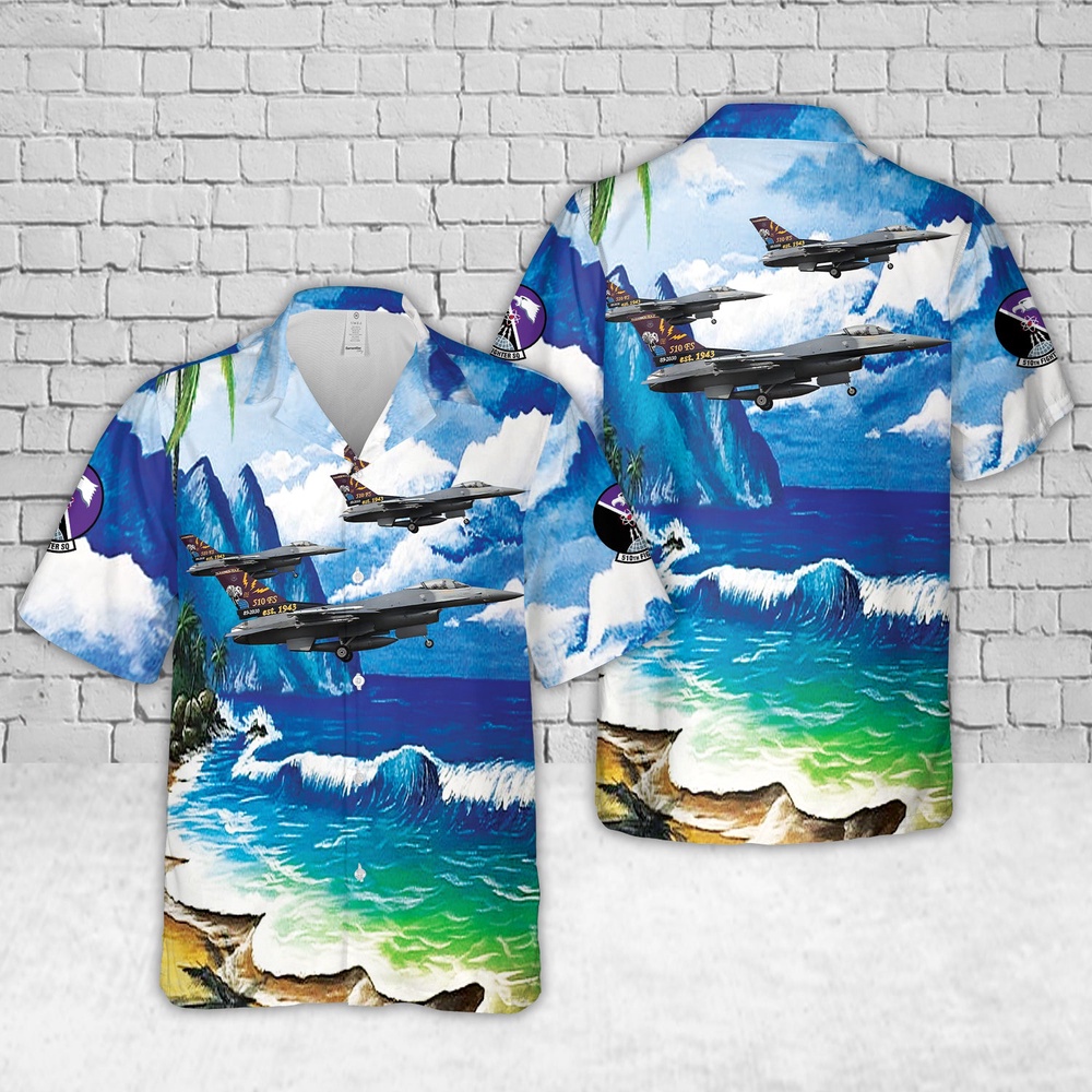 Air Force Aloha Shirt, US Air Force 89-2030, F-16C, 31st FW, 510th FS, Aviano AFB Hawaiian Shirt