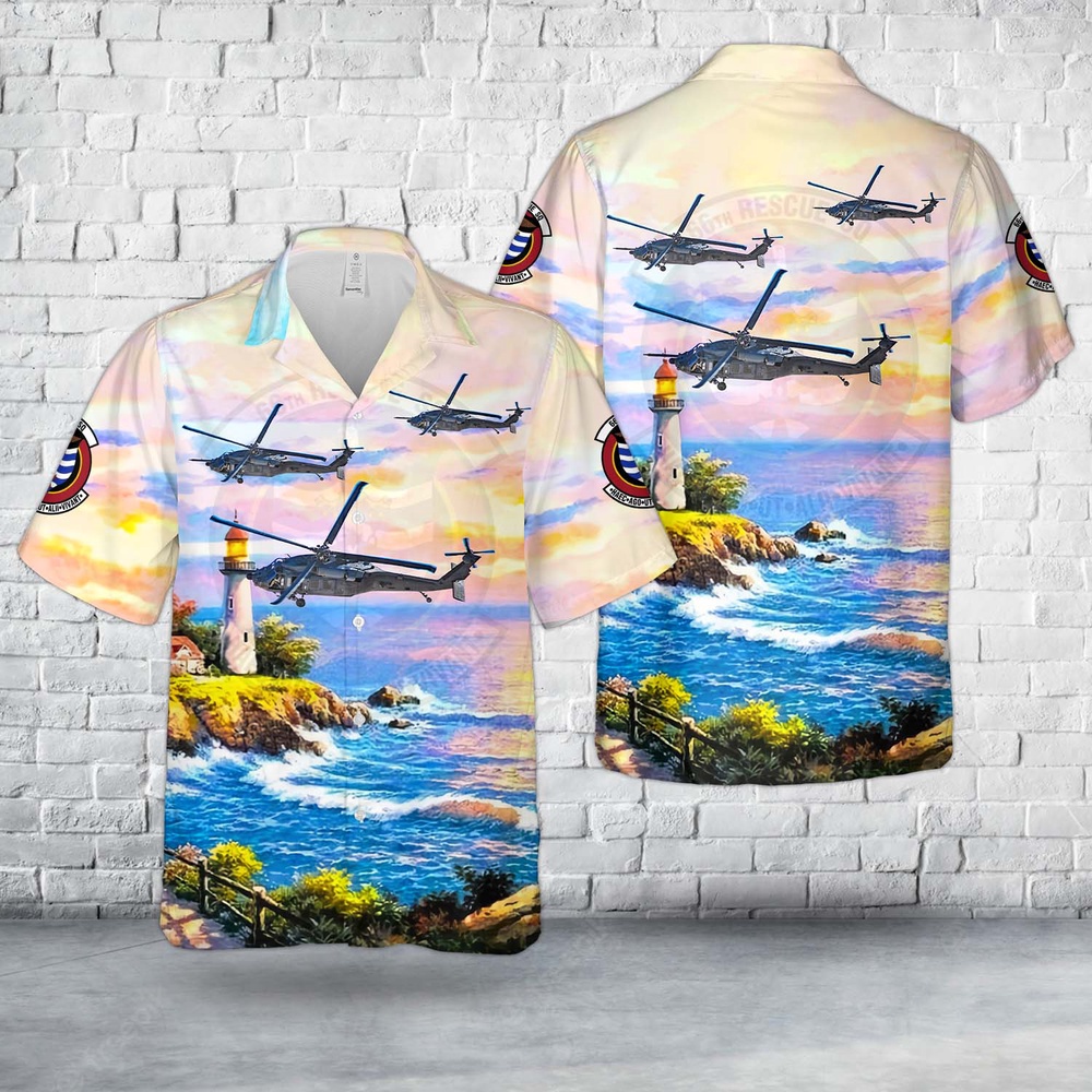 Air Force Aloha Shirt, US Air Force 89-26204 - Sikorsky HH-60G Pave Hawk 66th Rescue Squadron Hawaiian Shirt