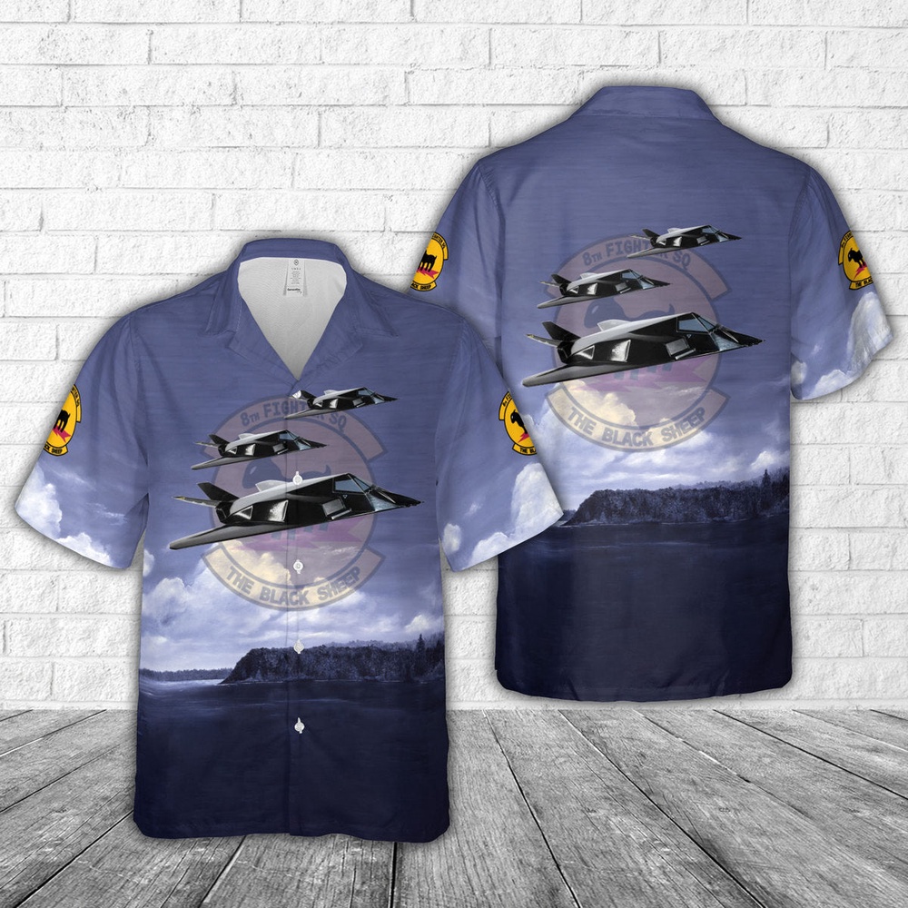 Air Force Aloha Shirt, US Air Force 8th Fighter Squadron F-117 Nighthawk Hawaiian Shirt