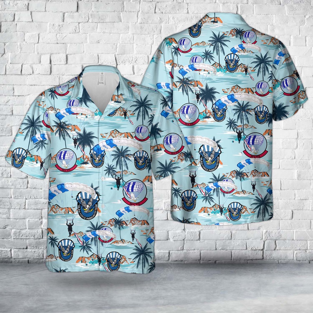 Air Force Aloha Shirt, US Air Force 98th Flying Training Squadron Parachute Team - Wings of Blue Hawaiian Shirt