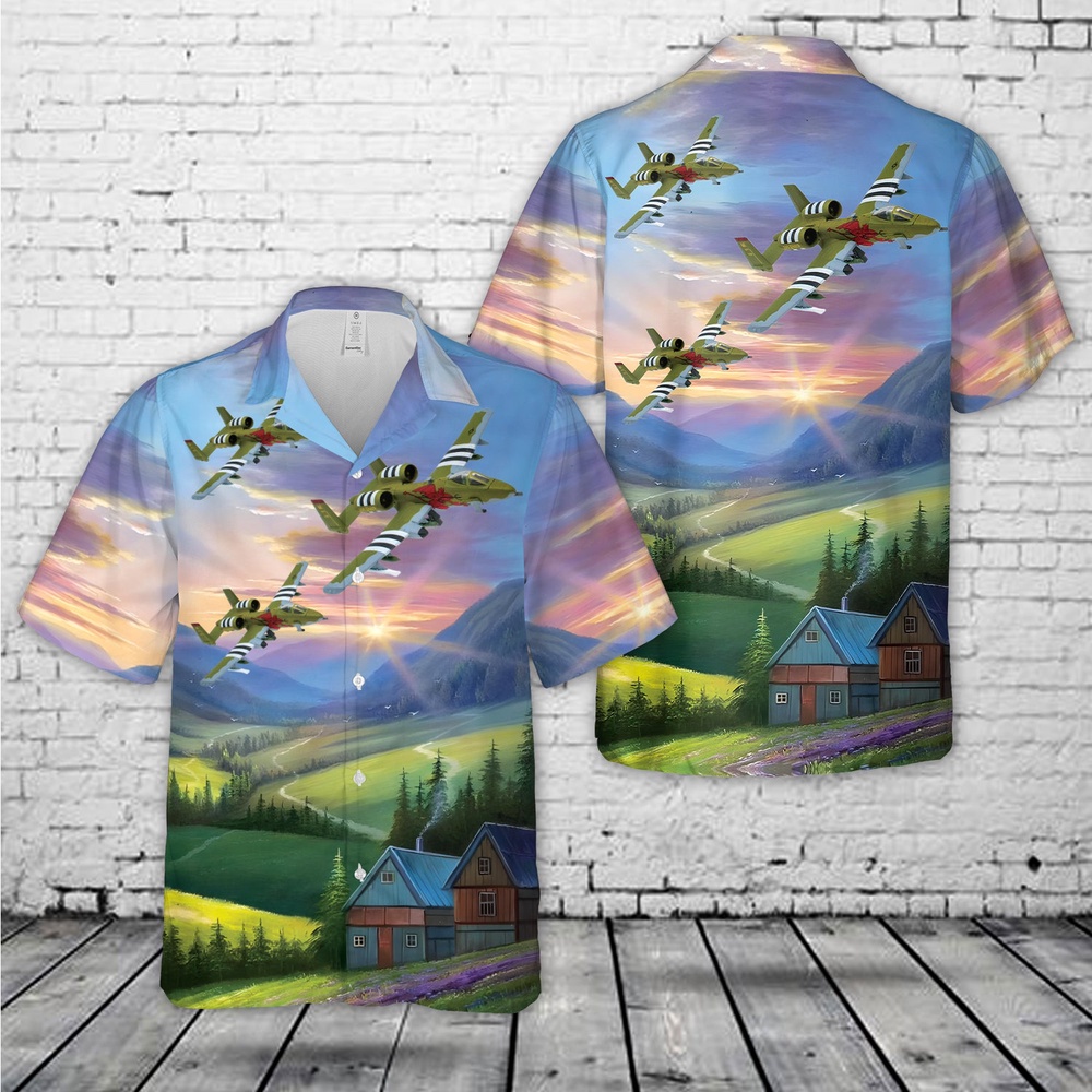 Air Force Aloha Shirt, US Air Force A-10 (A-10C) Thunderbolt II Michigan 127th Wing ANG Hawaiian Shirt
