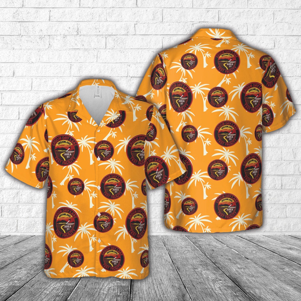 Air Force Aloha Shirt, US Air Force Area 51 Groom Dry Lake Test Dreamland Space Alien Research Hawaiian Shirt